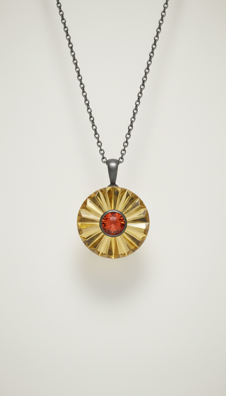 Sunburst gemstone pendant necklace