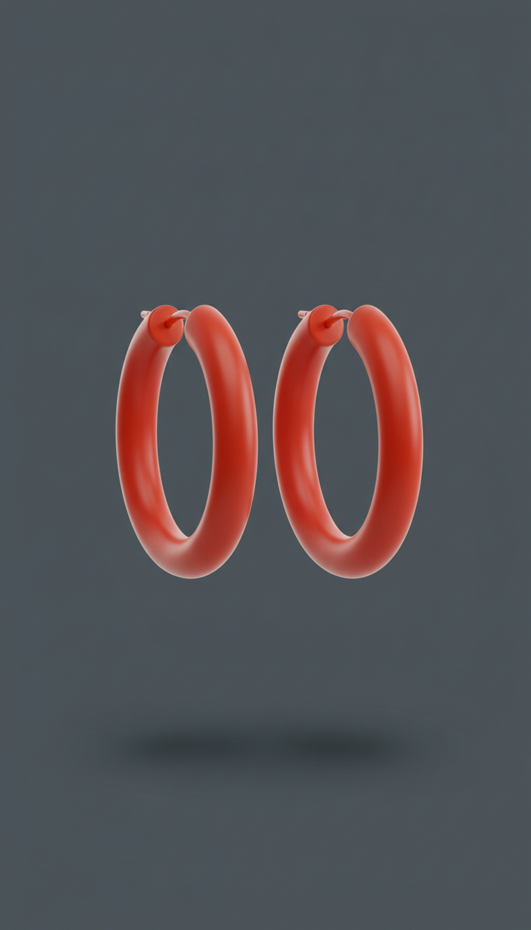 Vermillion enamel hoop earrings
