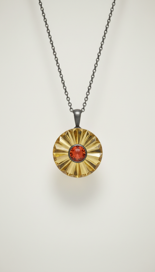 Sunburst gemstone pendant necklace